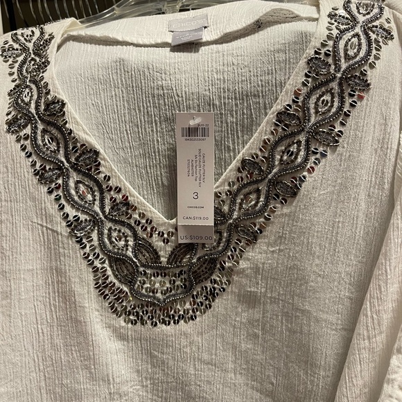Chico's embellished off white top size 3 (xl) NWT-Pretty! - Picture 3 of 5